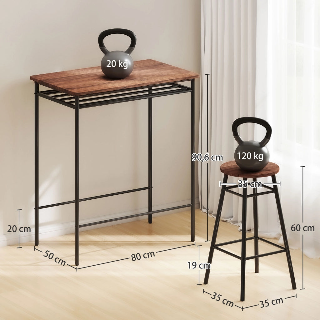 Tavolo da cucina con sgabelli ¨C zephmum ¨C nero, metallo, 90x200