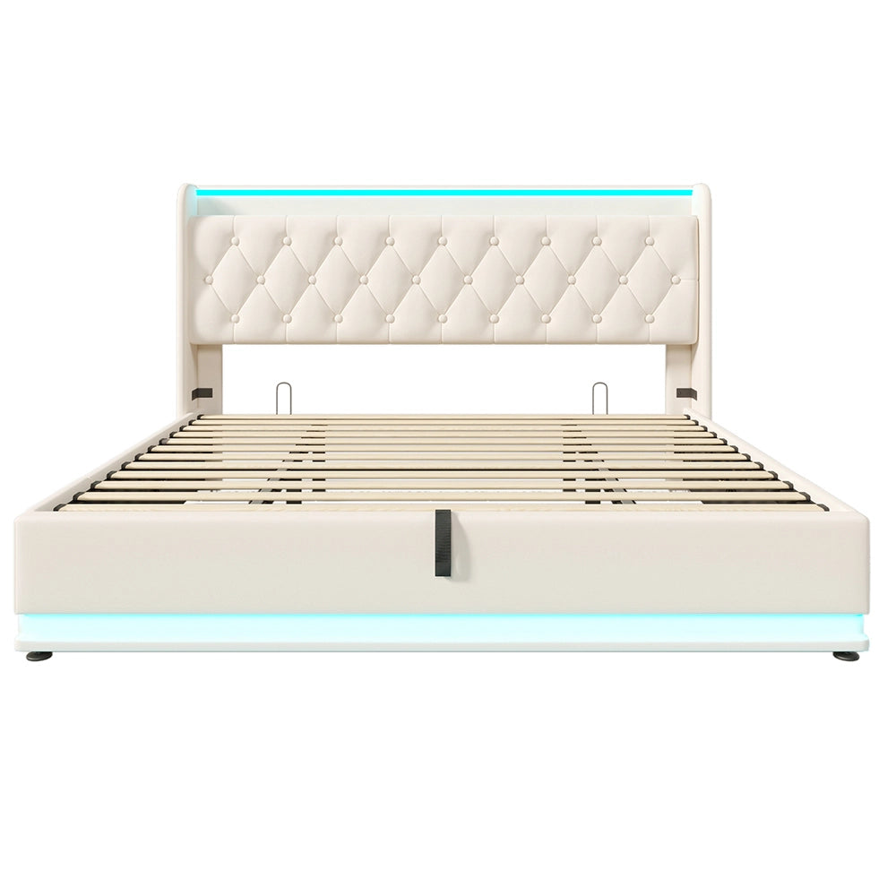 Letto a ribalta per adulti - Xylo - 180x200 cm - Beige - USB-C, controllo app