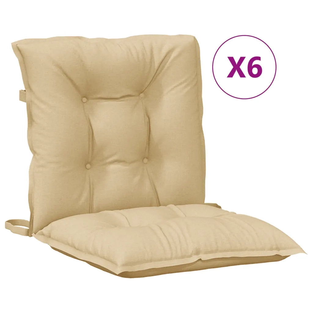 Cuscini Sedia Schiena Bassa 6 pz Beige MÃ©lange 100x50x7 Tessuto