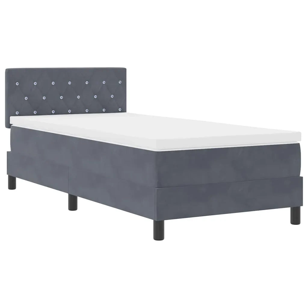 Letto a Sorgente LED con led Grigio scuro 90 x 190 cm Velluto