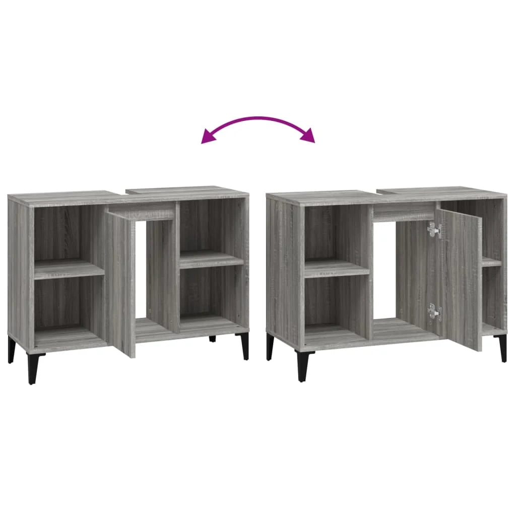 Mobile sottolavabo da bagno 80 x 33 x 60 cm in legno ingegnerizzato grigio 02_0006852