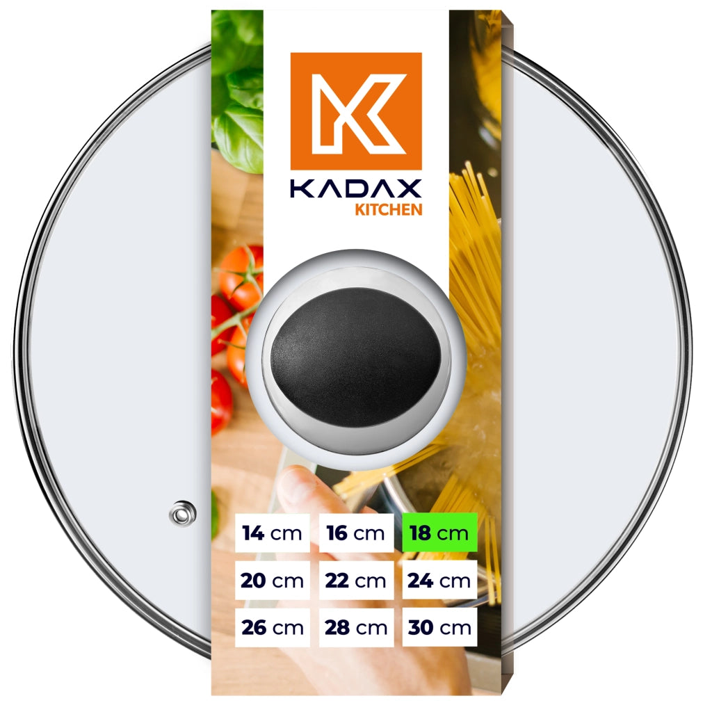 Coperchio in vetro KADAX da 18 cm, universale, resistente al calore, per pentole e padelle.