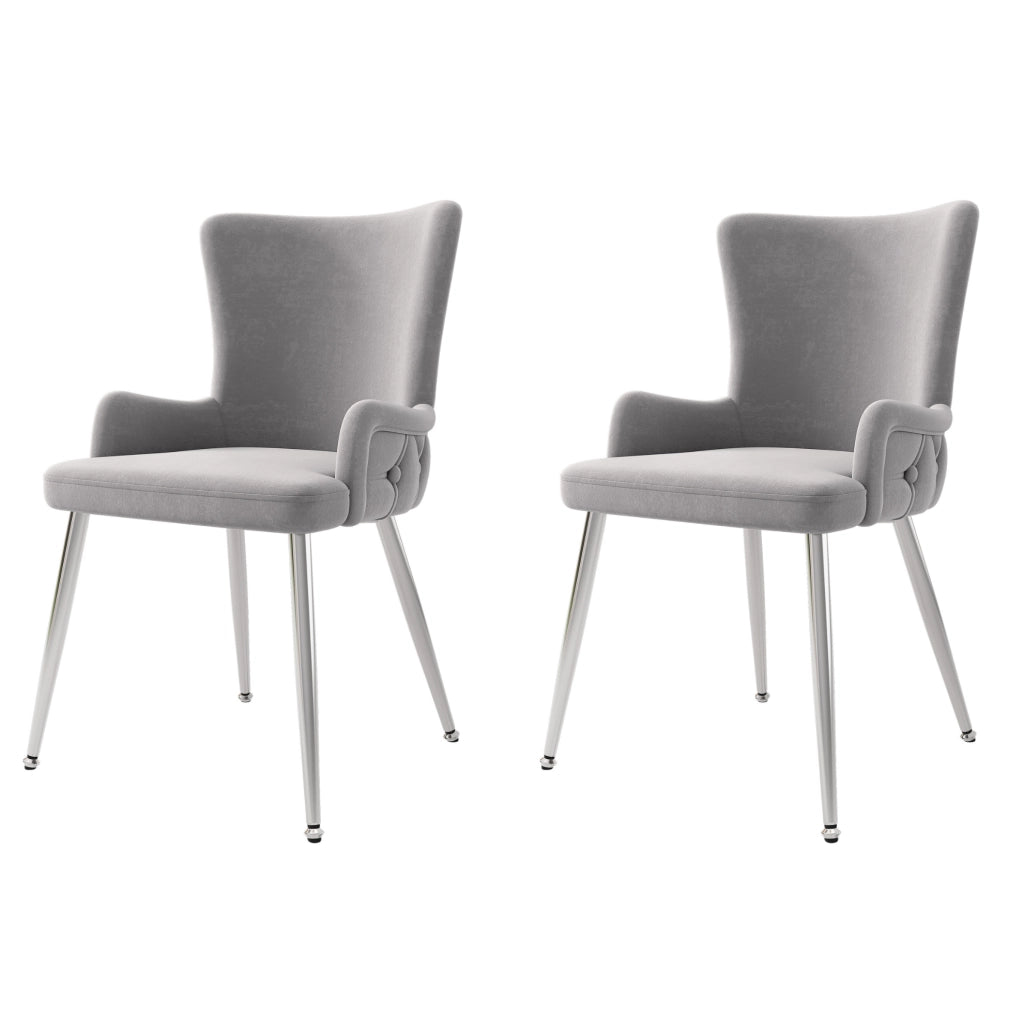 Set di 2 sedie in velluto grigio con gambe in metallo