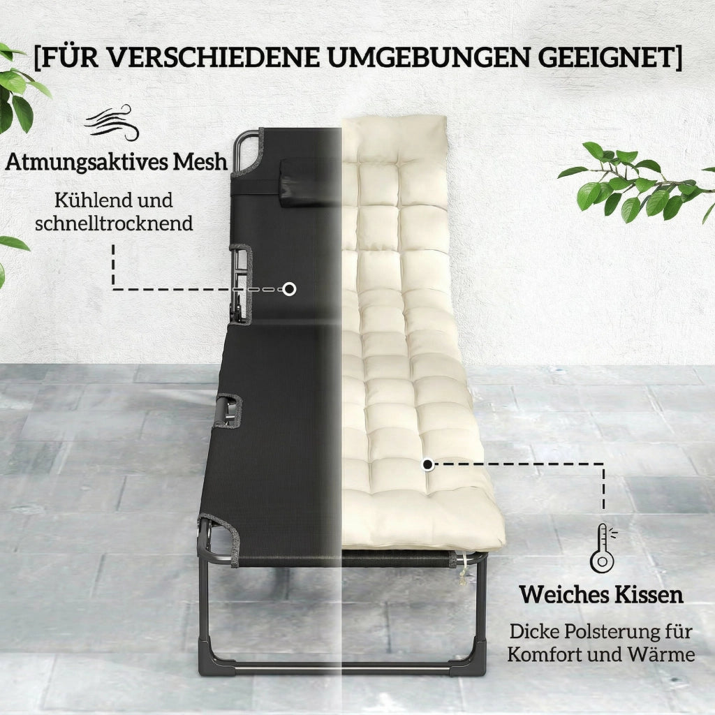 Lettino da giardino pieghevole con schienale regolabile e cuscino ¨C zephmum ¨C Grigio