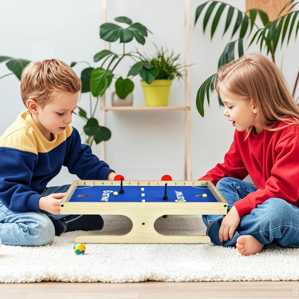 Mini Calcio Balilla da Tavolo, con 2 Giocatori con 2 Palline e 2 Set di Maniglie magnetiche, 2 segnapunti e 3 magnetici Color Biscotto, per Bambini Adulti Serate in Famiglia e Feste