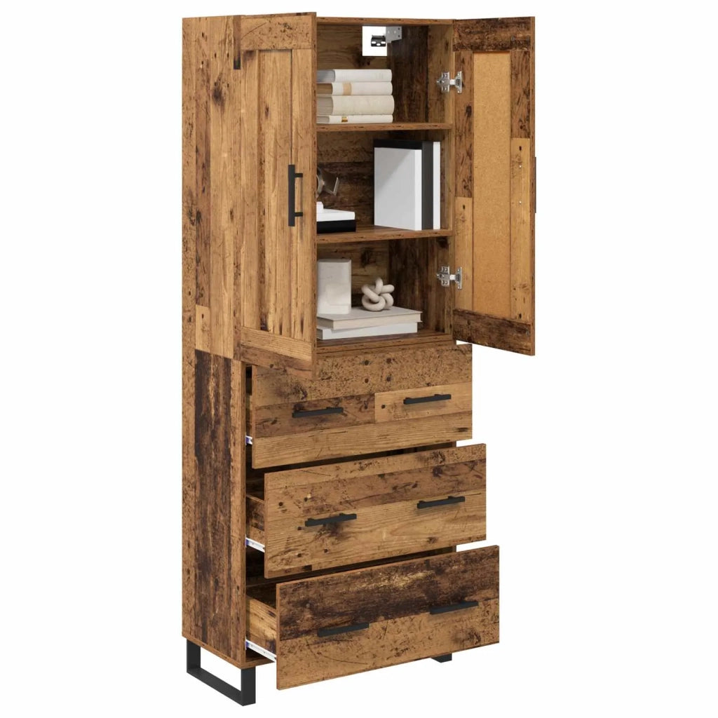 Credenza | Madia | Buffet da pranzo | Armadio da pranzo Legno vecchio 69,5 x 34 x 180 cm Legno multistrato