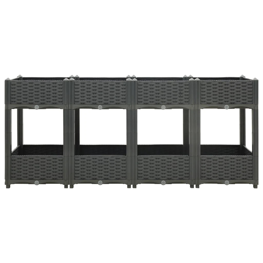 Fioriera rialzata per piante e fiori giardino 160 x 40 x 71 cm polipropilene grigio scuro 02_0000921