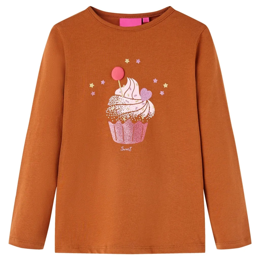 Maglietta da Bambina a Maniche Lunghe Cognac 92cod mxl 108152
