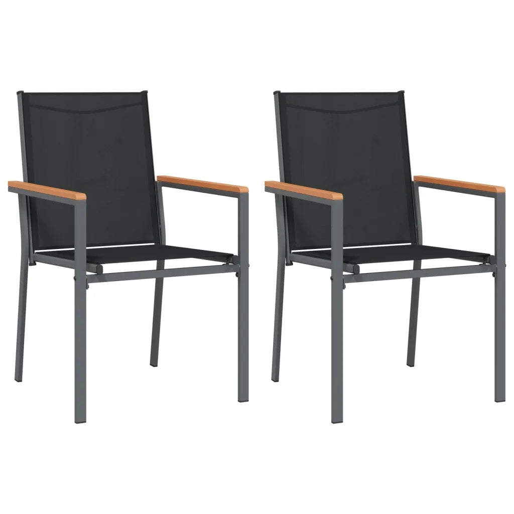 Sedie da Giardino 2 pz Nere 55x61,5x90 cm Textilene e Acciaio 364099