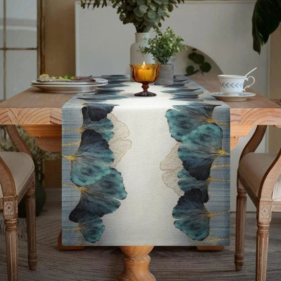Telaio per decorazioni - Disegno di cotone Ginkgo - Decorazione per matrimoni d'autunno - Verde/Blu