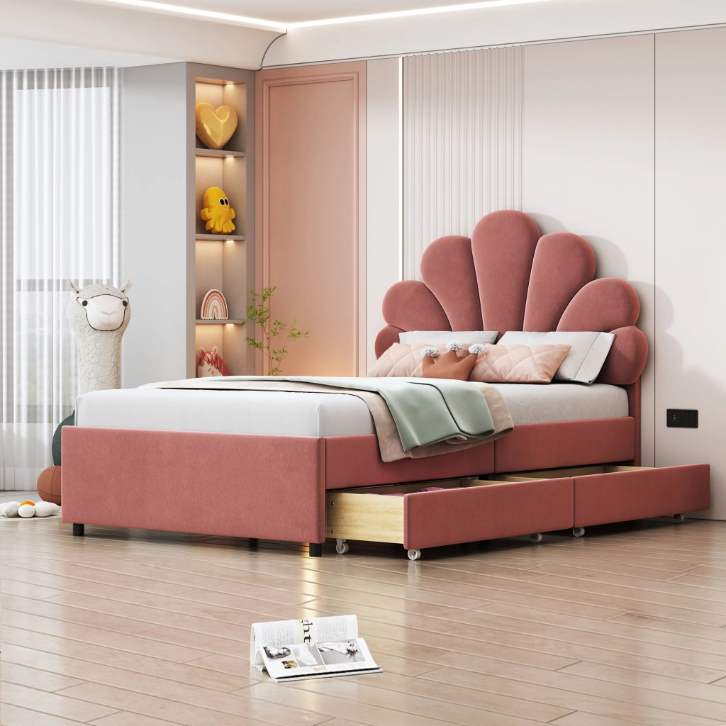 letto imbottito velluto rosa 90 x 200 cm