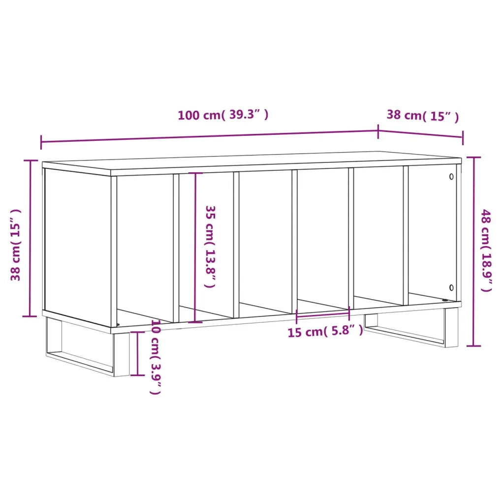 Mobile Porta Dischi Rovere Sonoma 100x38x48cm Legno Multistrato CFW7975495
