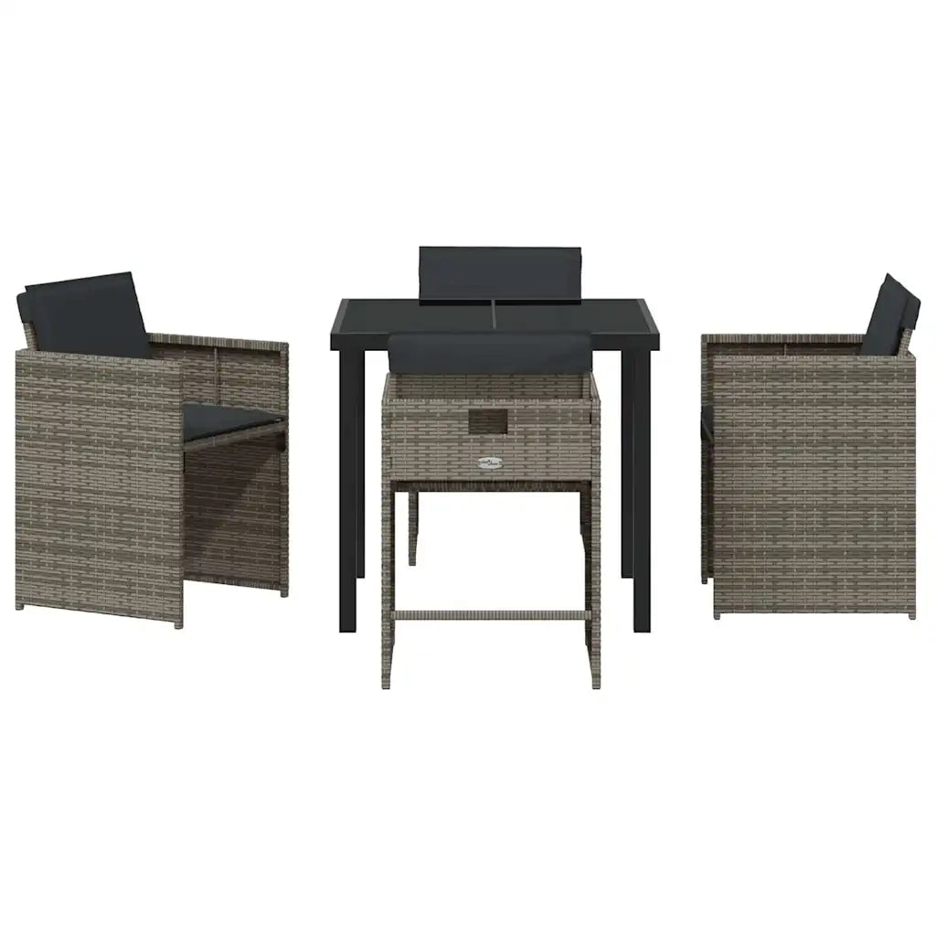 Set da Pranzo per Giardino 5 pcs Grigio polyrattan