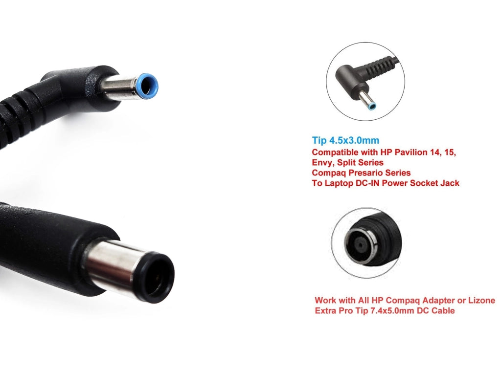 Alimentatore Originale HP per Notebook Laptop Tiny 65W 19,5 V 3,33A con cavo di alimentazione Italiano + Adattatore da 7,4x5mm a 4,5x3mm - EX DEMO