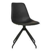 Set 2 sedie da pranzo girevoli Monaco in ecopelle nera con gambe nere