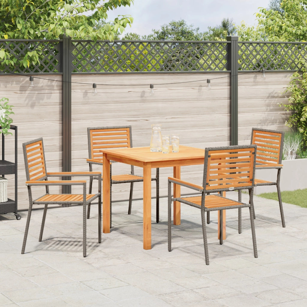 Set Pranzo Giardino 5 Pezzi  Grigio Polyrattan Acacia