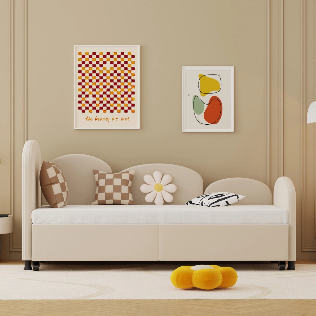 Letto a giorno con cassetti velluto ferro 100x200 cm