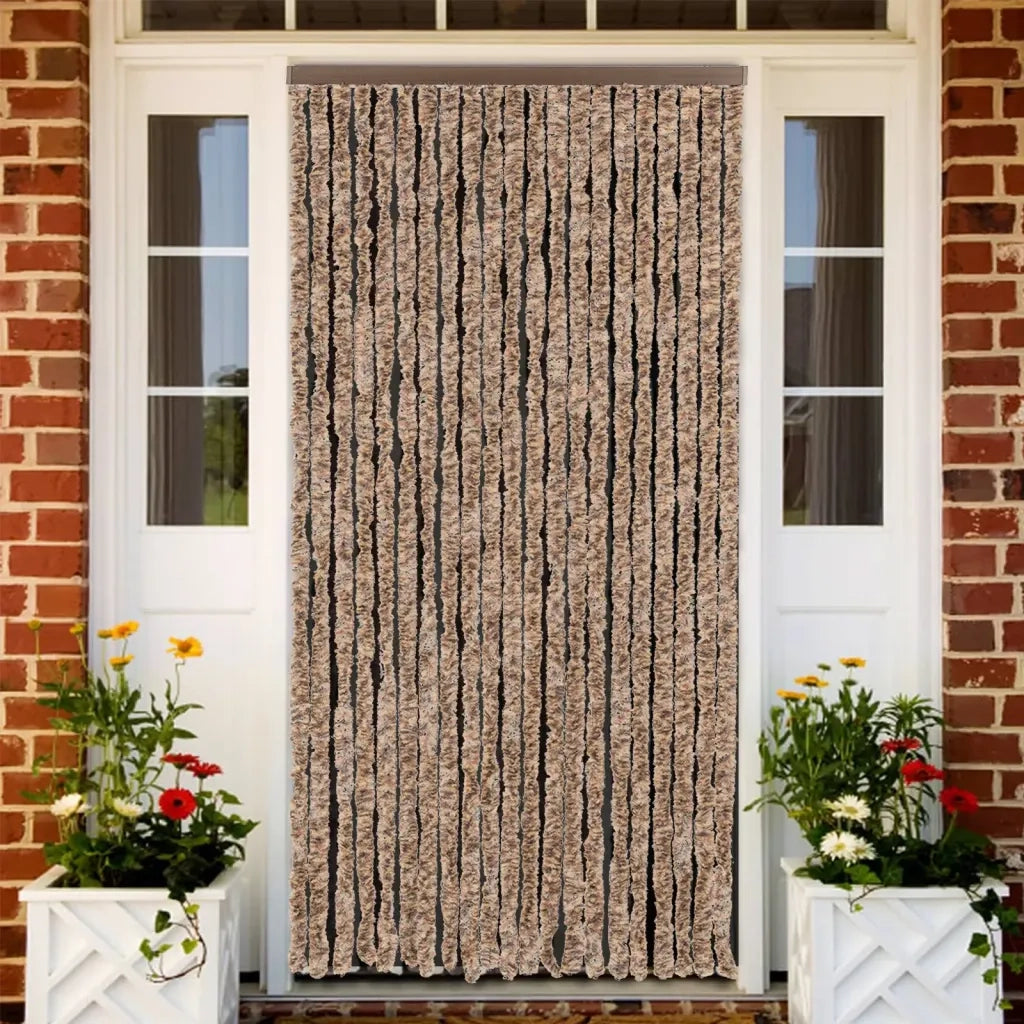 Tenda Antimosche-Zanzariera Beige e Marrone Scuro 90x200 cm in Ciniglia
