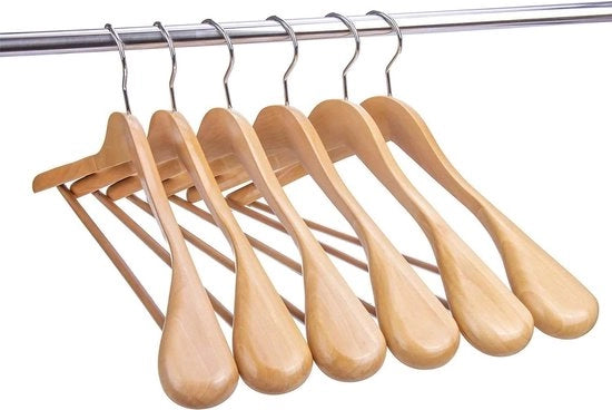 Hanger per capo in legno naturale 10 pezzi, hanger per giacca e camicia con finitura lucida, spalla extra larga