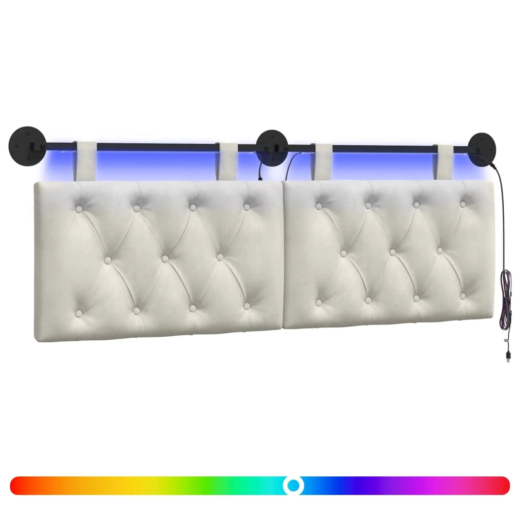 Testiera sospesa Con luce LED Crema Velluto