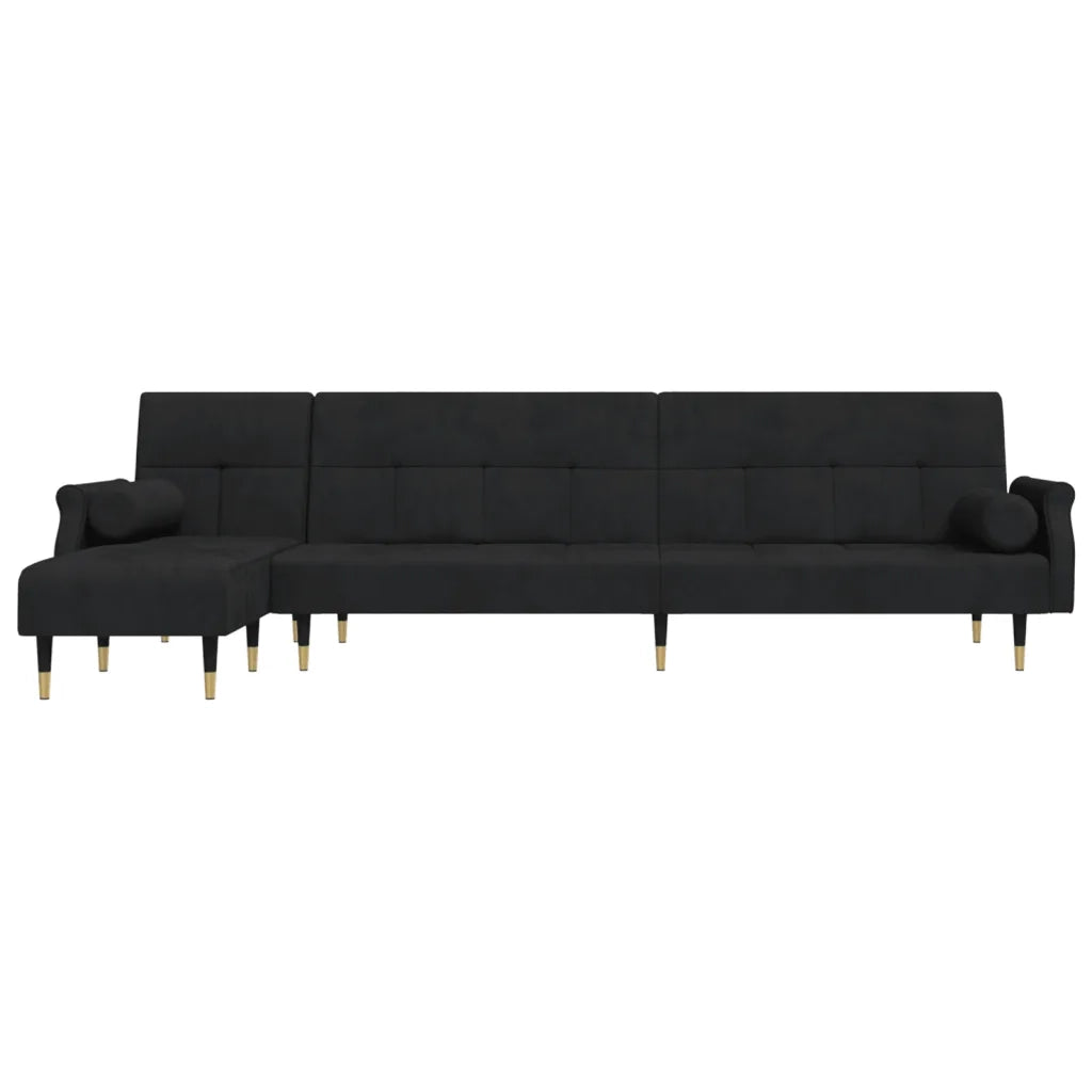 Divano Letto a L Nero 271x140x70 cm in Velluto 3157224