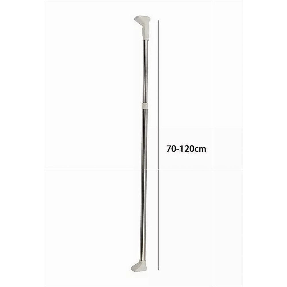 Trade Shop - Bastone Asta Tenda Doccia Barra Telescopico 70-120cm Alluminio Piedini Bianchi 59796 -