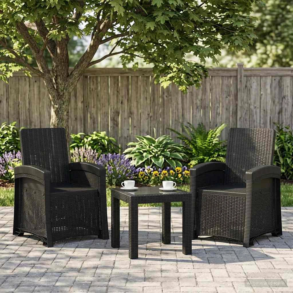 Sedia da giardino reclinabile effetto rattan 2 pz Antracite PP 8011996