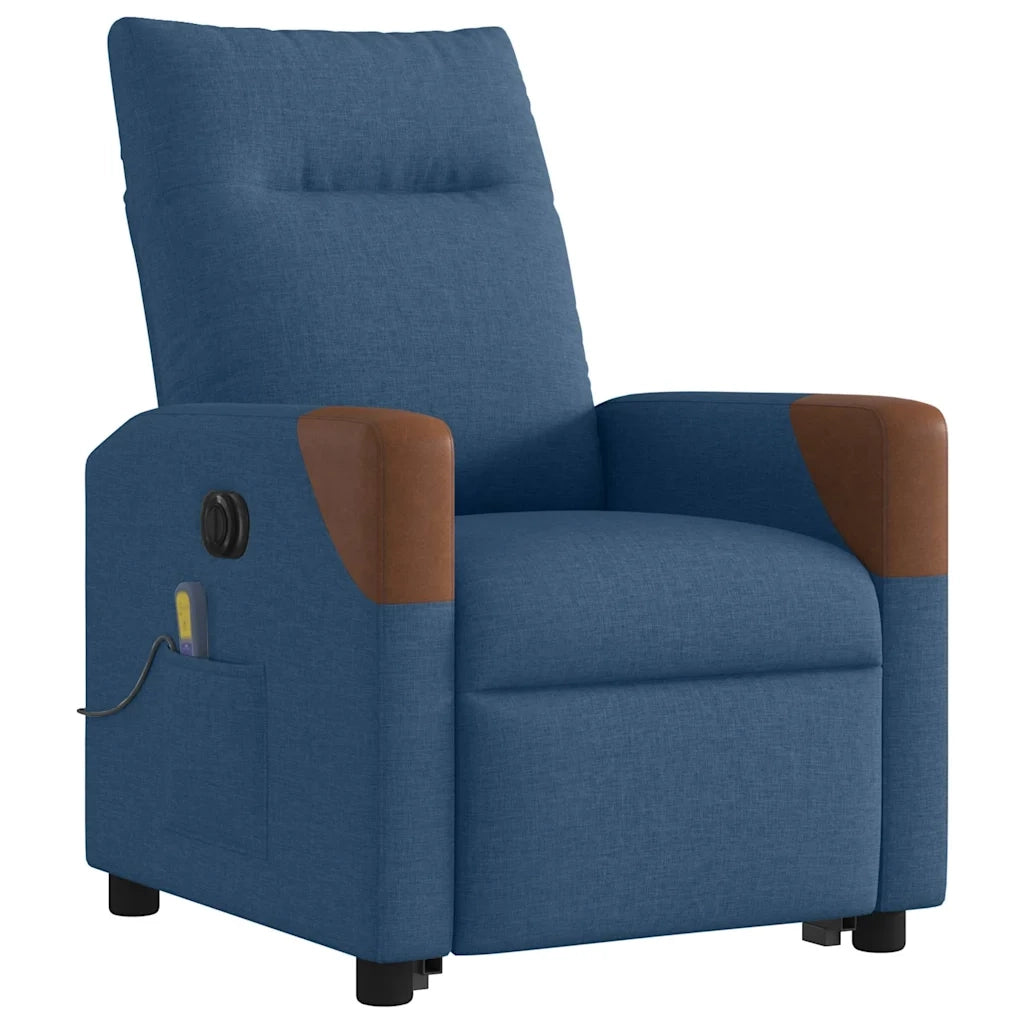 Poltrona Alzapersona Massaggi Elettrica Reclinabile Blu Tessuto 3324036