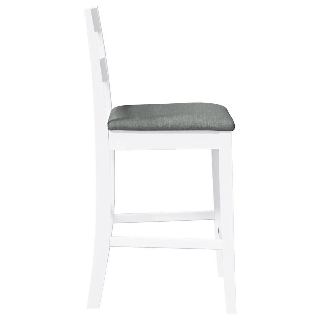 Sgabelli da Bar con Cuscini 2 pz Bianco Legno Massello di Hevea 4102559