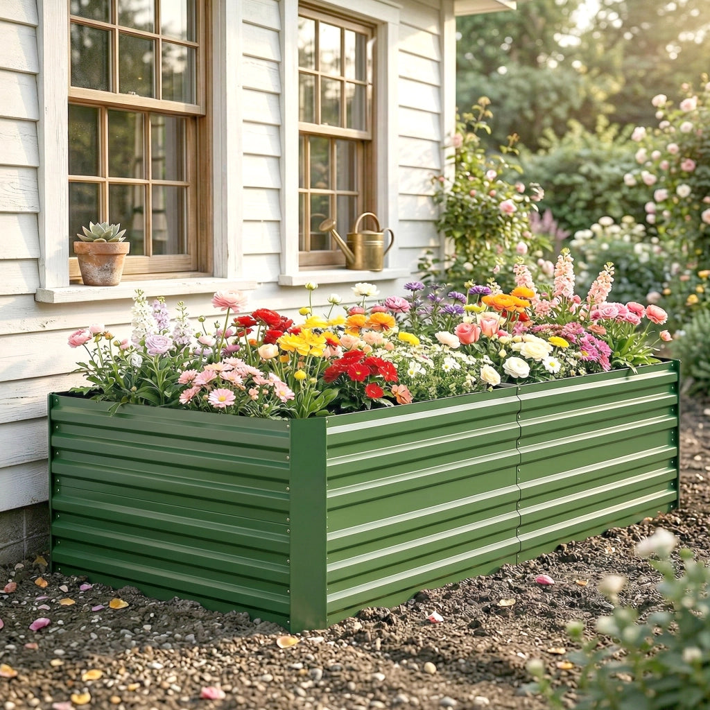 Carr¨¦ da giardino rettangolare ¨C zephmum ¨C grigio acciaio galvanizzato 180x90x59 cm