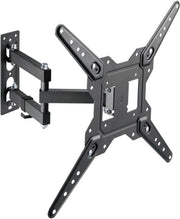 Beugel per TV per parete, universale, inclinabile e girevole con braccio a cardano, massimo VESA 400x400 mm, per schermi piani e curvi da 23 a 55 pollici, peso massimo 30 kg, colore nero