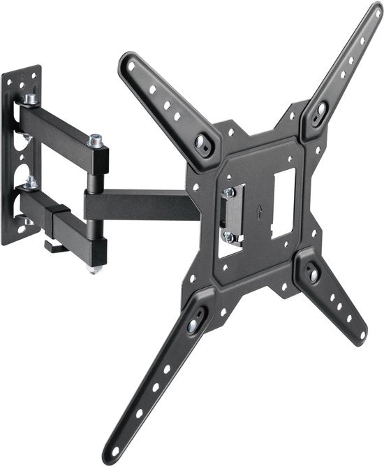Beugel per TV per parete, universale, inclinabile e girevole con braccio a cardano, massimo VESA 400x400 mm, per schermi piani e curvi da 23 a 55 pollici, peso massimo 30 kg, colore nero