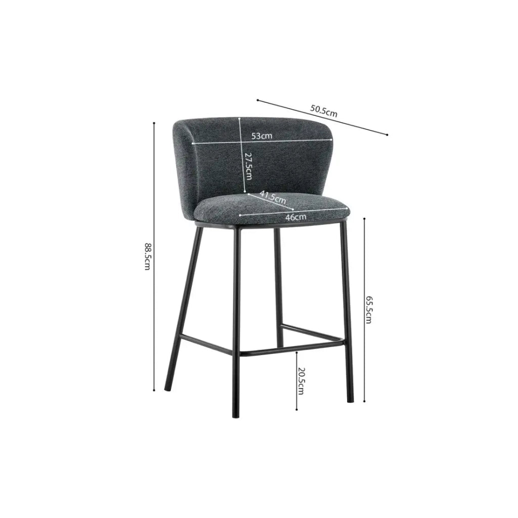 Sedia da banco ARTHUS – Tessuto grigio scuro – Design moderno H88,5 cm