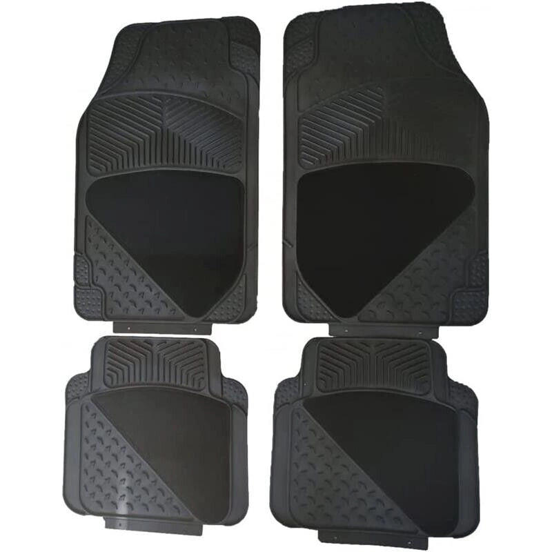 SET 4 TAPPETINI IN GOMMA LINEA MELBOURNE CON MOQUETTE DI COLORE NERO