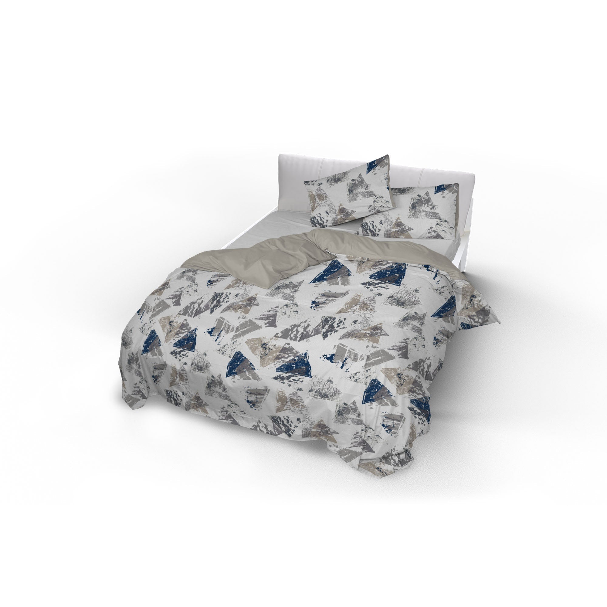 Copripiumino Matrimonale con Federe Stampato in Microfibra Urban Blu