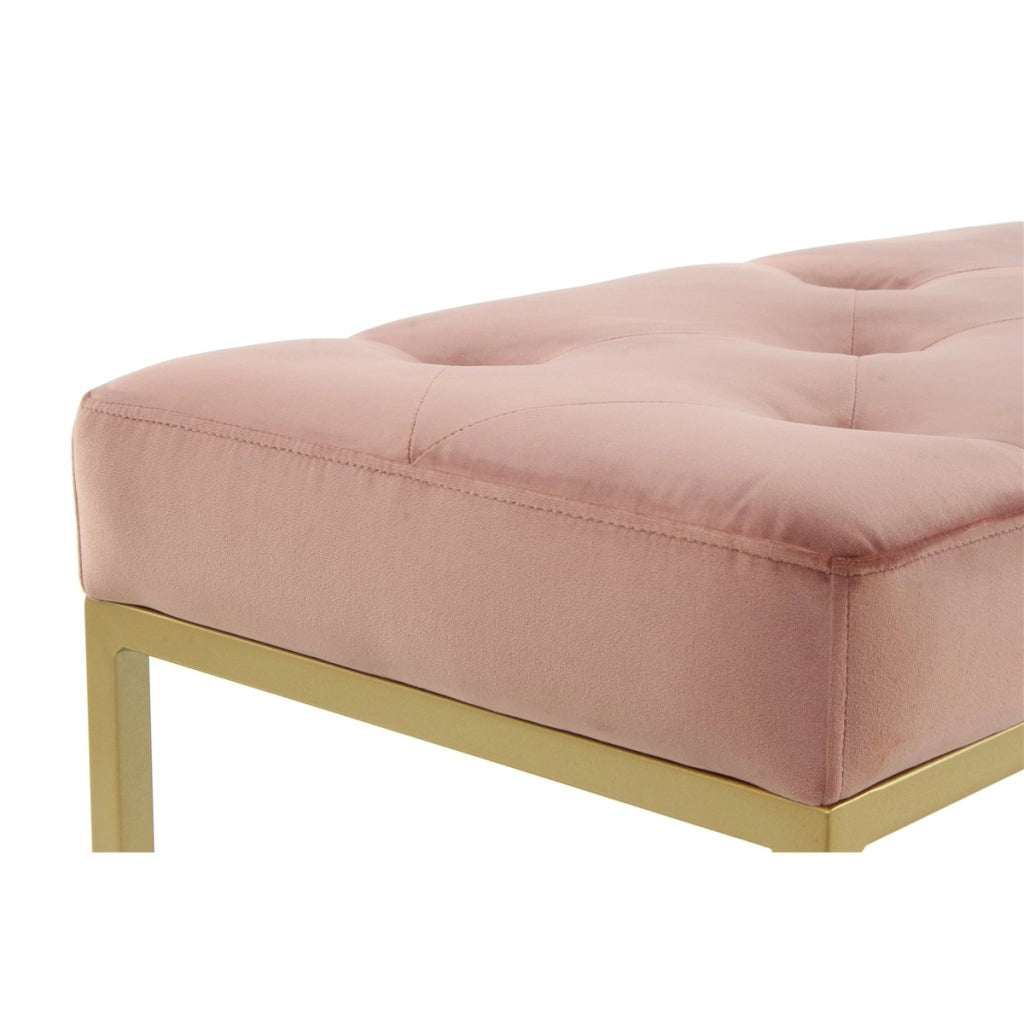 Panca imbottita Cameron in velluto rosa antico e oro