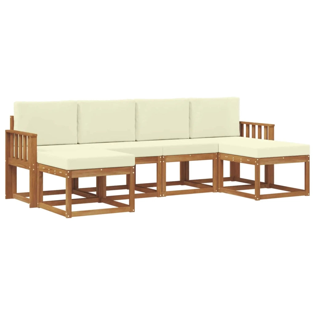 Set di divani da esterno con cuscino 6 pcs Naturale e Crema