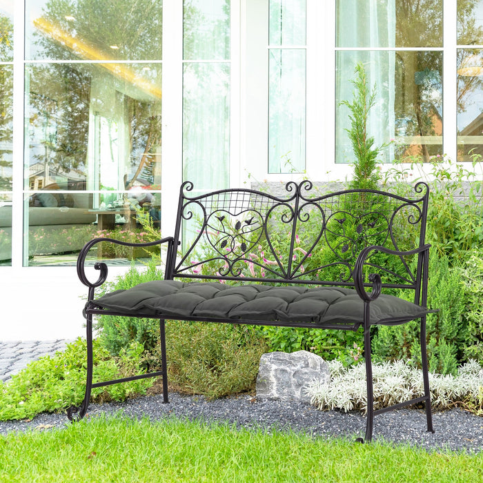 Cuscino per Panchina da Giardino 100x40cm con Laccetti e Imbottitura Spessa Grigio Scuro