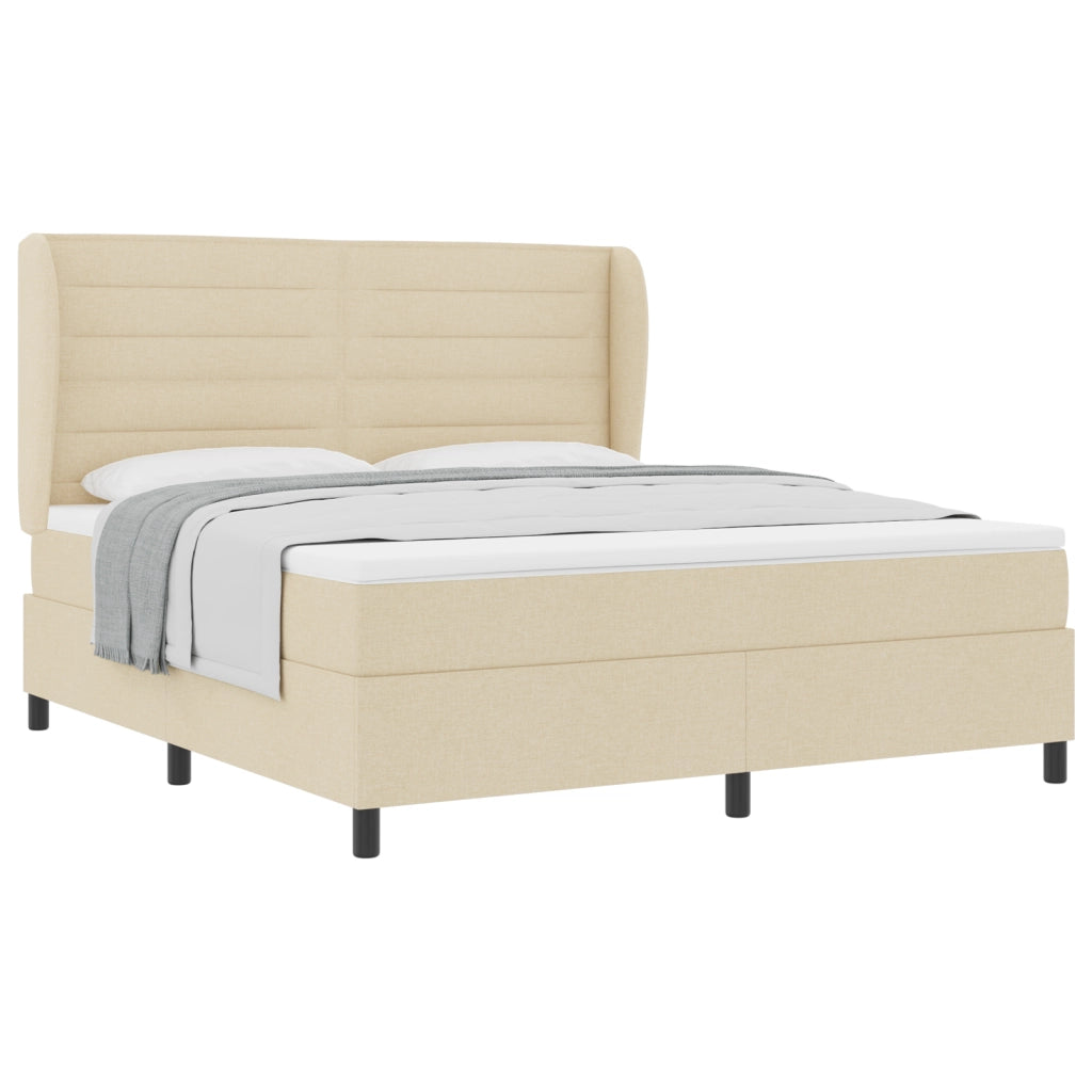 Letto Box Spring con Materasso Panna 180x200 cm Tessuto