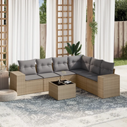 Set Divani da Giardino 7 pz con Cuscini Beige in Polyrattan 3254956