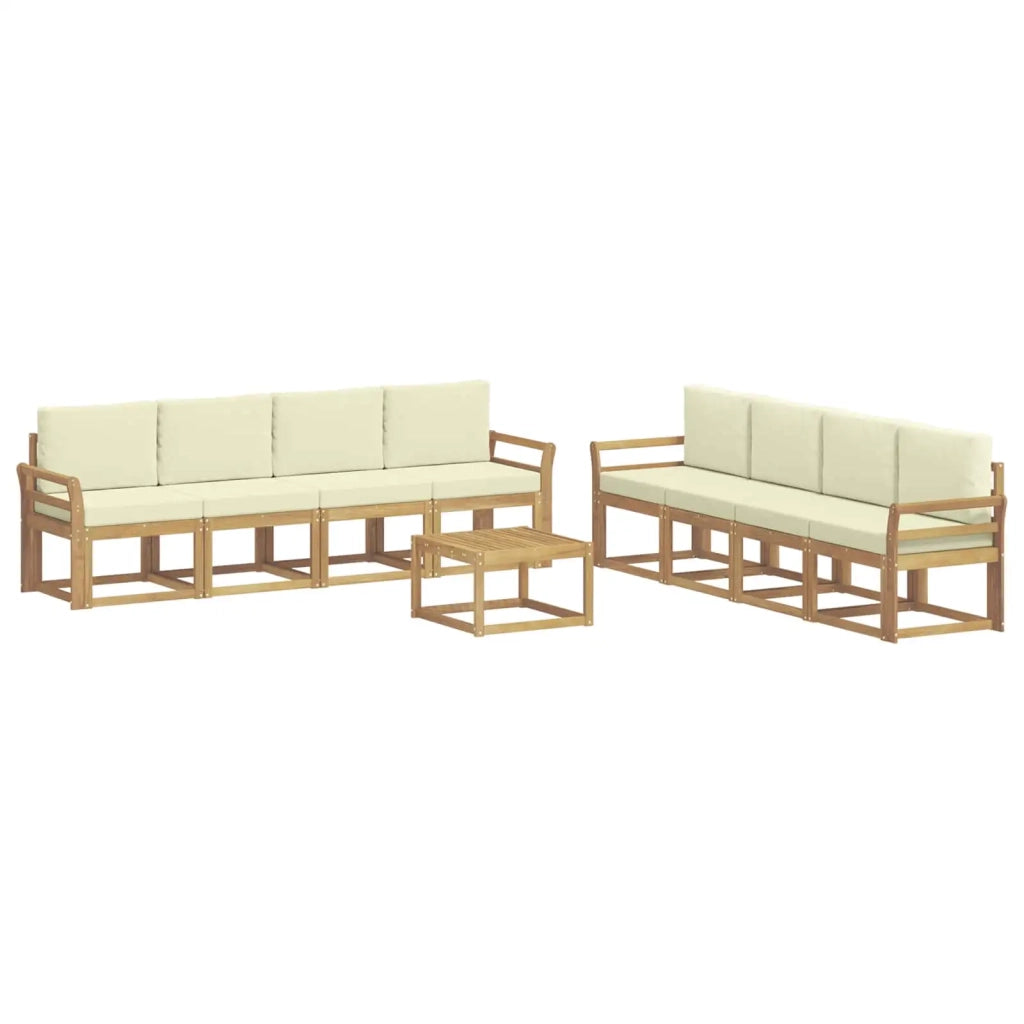 Set di divani da esterno con cuscino 9 pcs Bianco e Crema