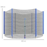 Rete di Protezione per Trampolini a 6 Pali con Ingresso con Cerniera, in PE, Ø305x180 cm, Nero e Blu