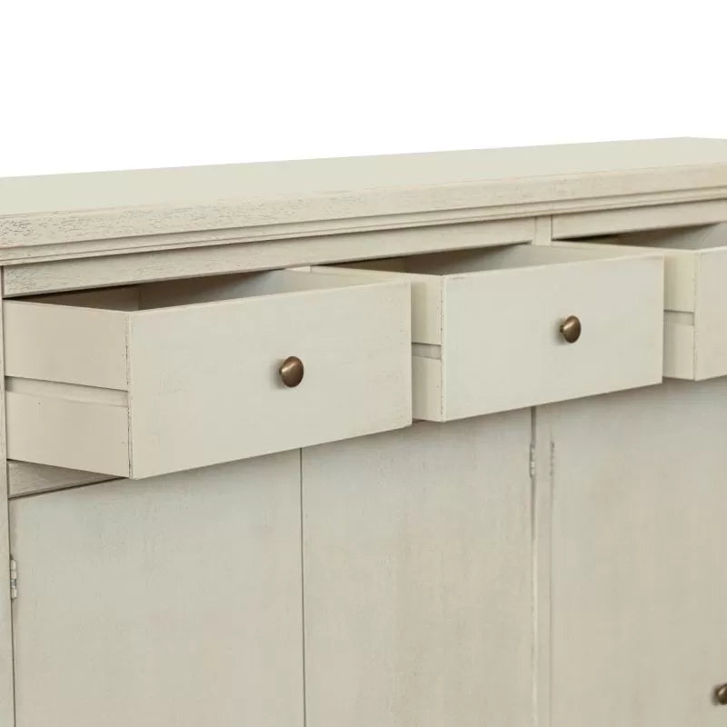 Madia credenza legno 4 porte 4 cassetti shabby avorio anticato 160x40x110 - Mobili 2G
