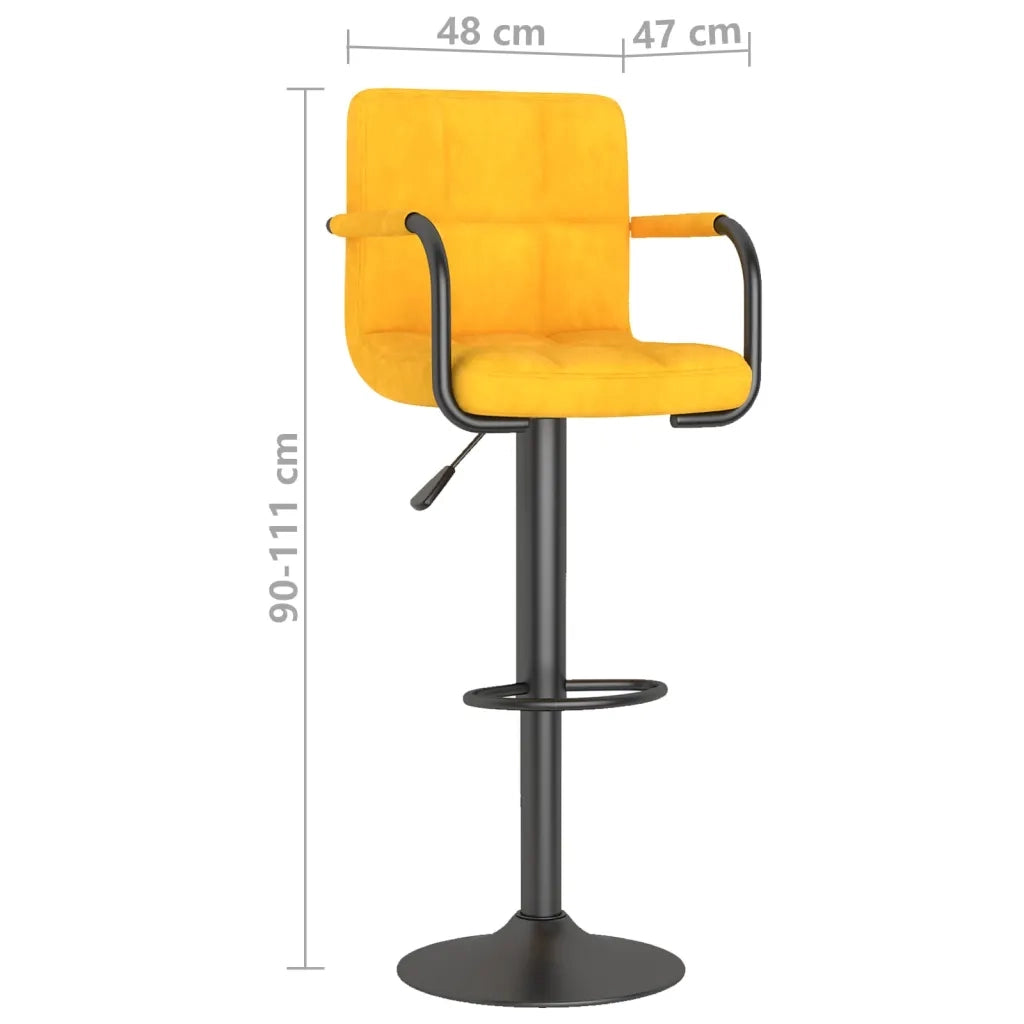 Sgabello da Bar Giallo Senape in Velluto