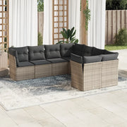 Set Divano da Giardino 8 pz con Cuscini Grigio in Polyrattan
