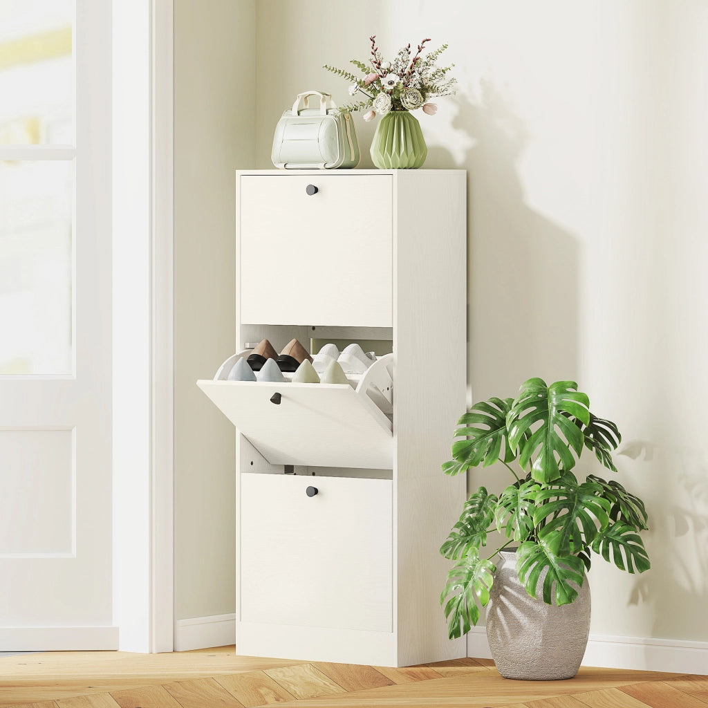 Scarpiera con 3 Ante Salvaspazio ¨C Xylo ¨C Bianco, 47x28x115 cm