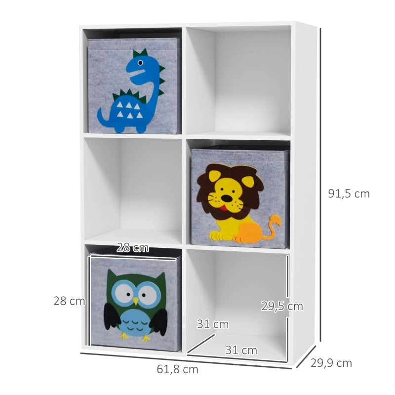 Libreria per bambini con 6 cubi contenitori e 3 cassetti, bianco/grigio, 61,8 x 29,9 x 91,5 cm