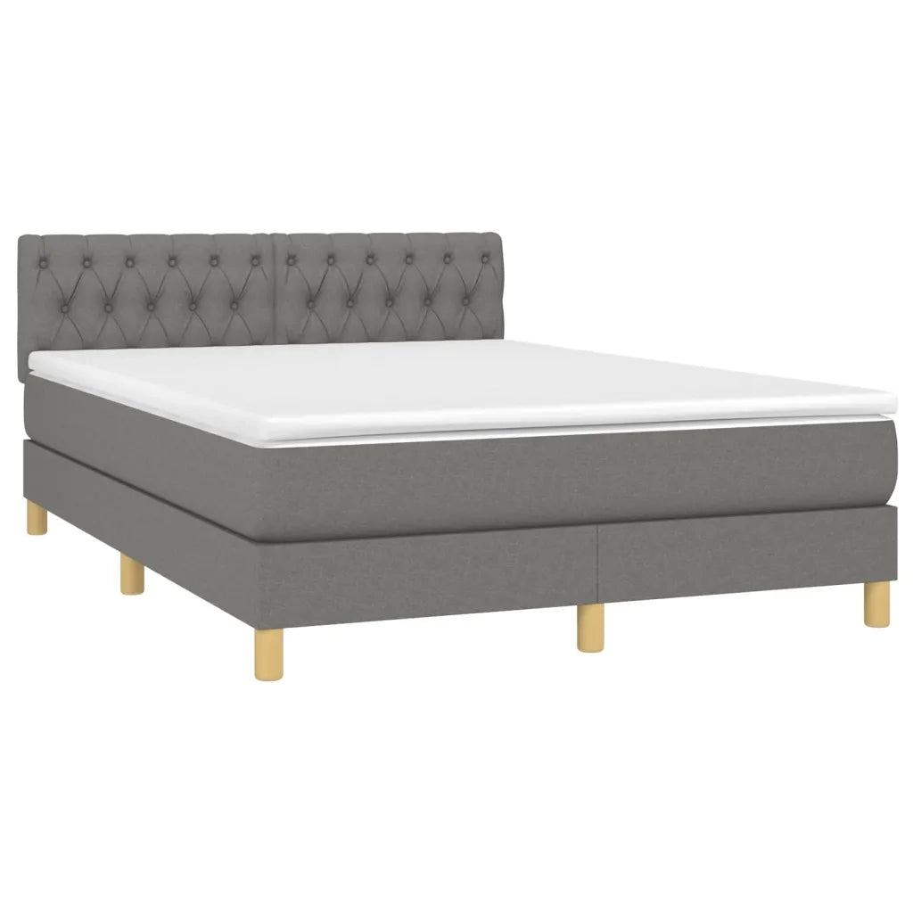 Giroletto a Molle con Materasso Grigio Scuro 140x190 cm Tessuto 3140850