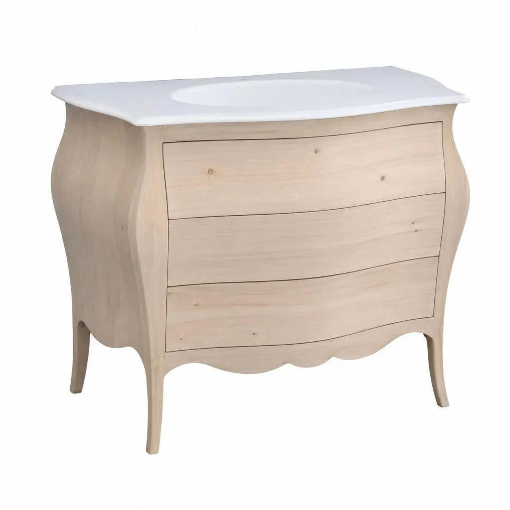 Mobile bagno bombato 3 cassetti grezzo  l.118 p.55 h.82 - Mobili 2G