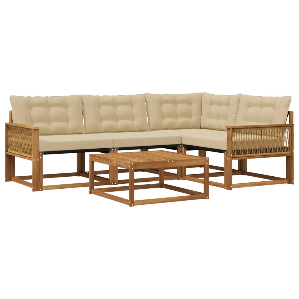 Set di divani da esterno con cuscino 5 pcs Naturale e Beige 3381413